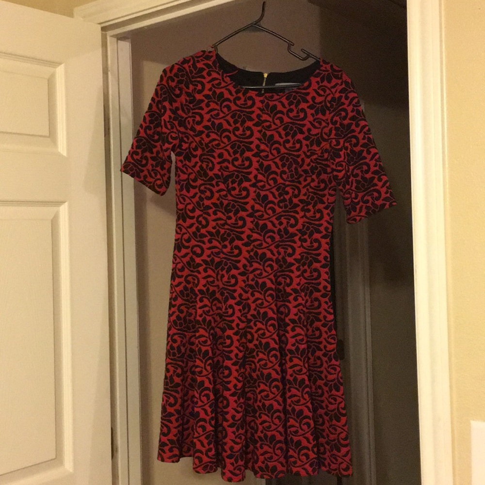 Red dress with elegant print